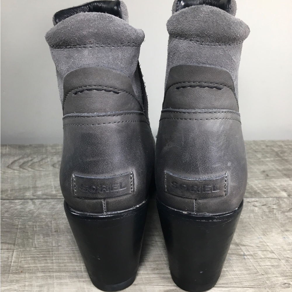 Sorel Women's NL2566 After Hours Chelsea Gray Leather Waterproof Bootie Boots 9 - Picture 8 of 10